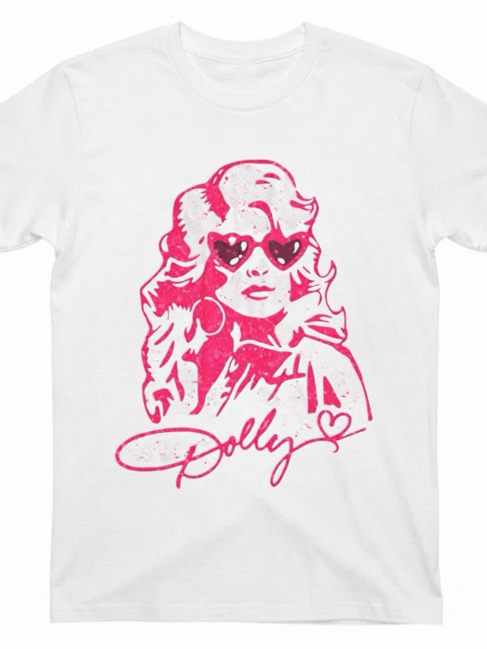 Gildan White Shirt with Hot Pink Dolly Parton Graphic Tee